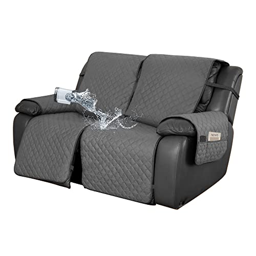 Waterproof Recliner Loveseat Sofa Cover with Pocket - Gray/Light Gray