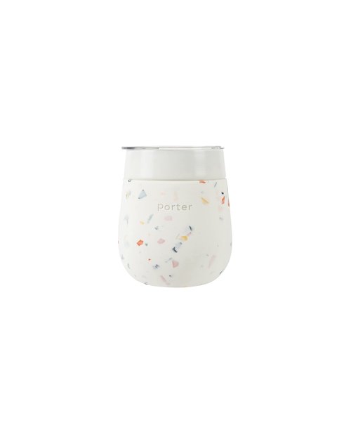 W&P Porter Insulated Glass 11 oz | No Metallic Aftertaste Ceramic Coated for Beer, Wine, Cocktails, Coffee, & Tea | Wide Mouth Vacuum Insulated | Dishwasher Safe, Cream Terrazzo