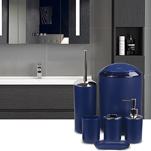 6-Piece Bathroom Accessory Set in Royal Blue, Durable Plastic Bath Ensemble