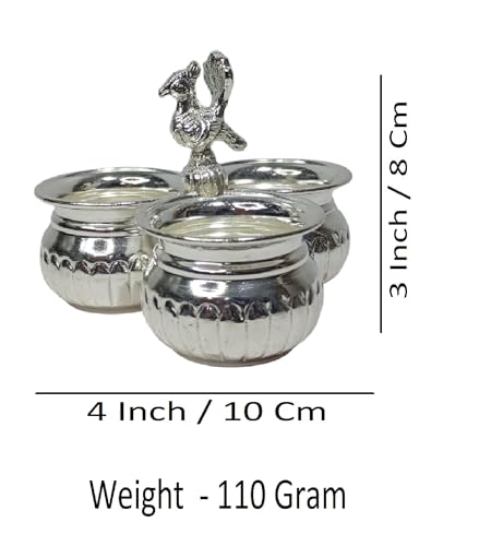 Sigaram Brass Panchwala Kum Kum Bharani with Peacock Handle for Pooja Home Temple Decor