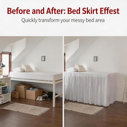 Twin XL Dorm Bed Skirt with 32 Inch Drop – Ruffled Microfiber Dust Ruffle