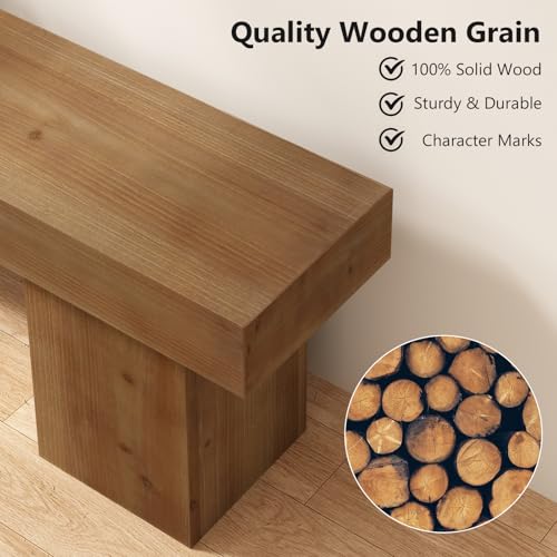 47-Inch Solid Wood Farmhouse Entryway Bench, Rustic Accent Seating