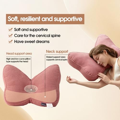 Ear Piercing Pillow for Pain Relief | Adjustable Height & Washable, Mauve Pink