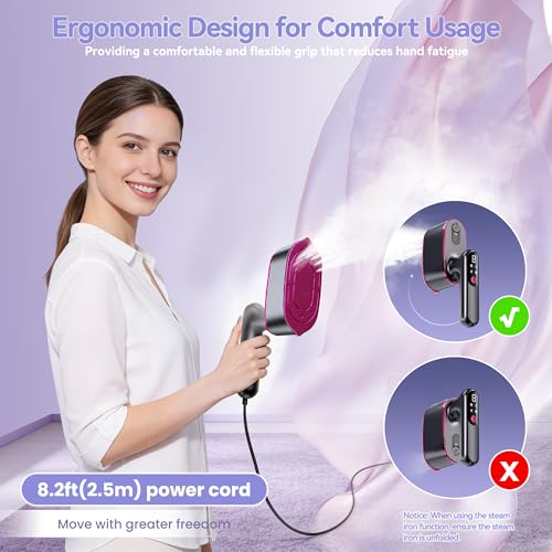 2-in-1 Handheld Garment Steamer & Travel Iron with 4-Mode LCD Display