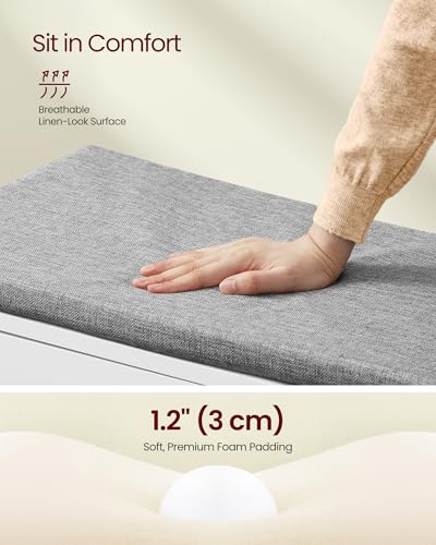 3-Tier Shoe Storage Bench with Removable Cushion and Adjustable Shelves