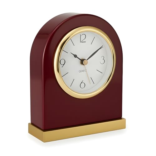 Rosewood Analog Alarm Clock with Silent Quartz Movement and Backlight
