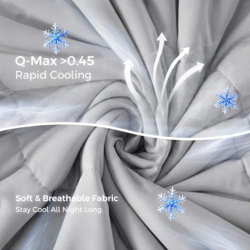 EASELAND Cooling Comforter Queen Grey 90x90 Inches - Upgraded Double-Sided Q-Max 0.45+