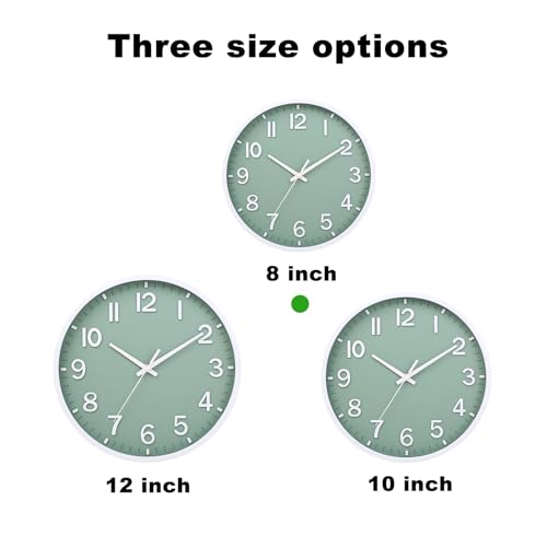 8-Inch Silent Wall Clock, Battery Operated Non-Ticking Round Clock