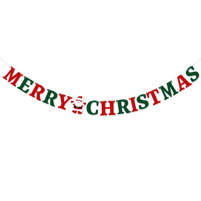 NISEVAN Christmas Banner Felt Garland Santa Gingerbread Tree Decorations