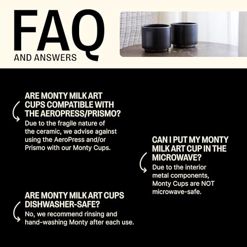 Fellow Monty Double Wall 6.5 oz Cappuccino Mug Matte Black - Latte Art Coffee Cup
