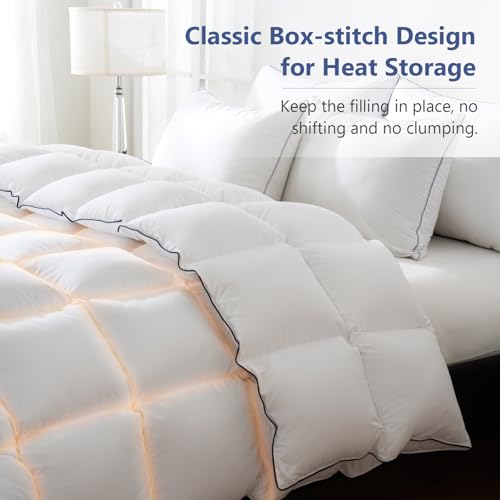 Luxurious King Size Feather Comforter - 100% Cotton, All Season, Soft & Fluffy