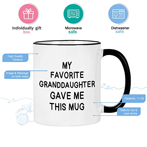 Cabtnca My Favorite Granddaughter Gave Me This Mug - 11oz, White/Black - Grandpa Grandparents Gift