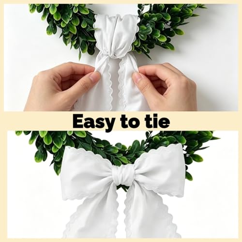 White Wreath Sash for Front Door 2 Pack Decorative Accessories