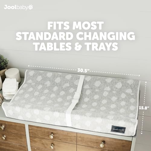 Contoured Changing Pad with Washable Cover and Safety Strap Gray