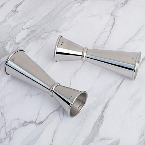 Double Cocktail Jigger, 1 oz & 2 oz Stainless Steel Japanese Measuring Tool