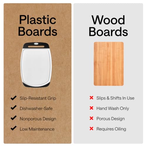 Non-Slip Reversible Kitchen Cutting Board Set of 3 with Juice Grooves, Black