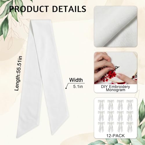 12 Pcs White Cotton Wreath Sash for Front Door Holiday Decor