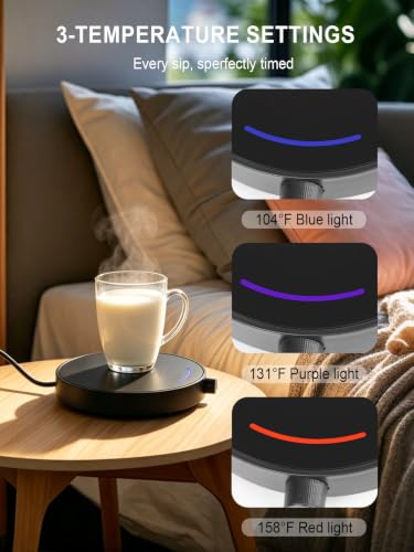 WanFluvior Coffee Mug Warmer with 3 Temp Settings - Desk & Candle Heating, Variation 1
