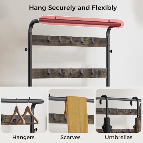 4-in-1 Hall Tree Entryway Organizer with Shoe Bench and 10 Storage Hooks