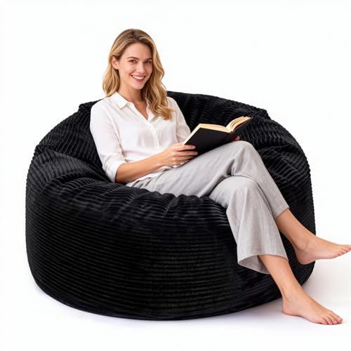 3ft Memory Foam Bean Bag Chair with Removable Washable Plush Cover - Black