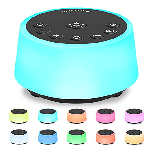 White Noise Sound Machine with 10 Color Night Light & 25 Soothing Sounds