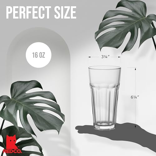 Set of 6 Clear Glass Highball Tumblers - 16oz Drinkware for Water, Juice & Cocktails