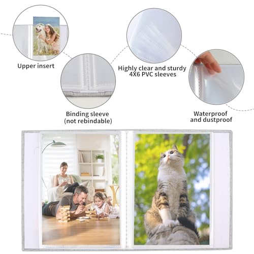 2-Pack 4x6 Linen Photo Album, Small Picture Book with Cover Window