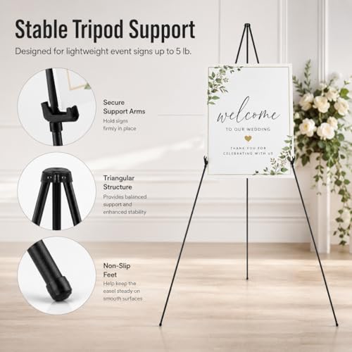 63-Inch Adjustable Metal Tripod Display Easel Stand with Carry Bag
