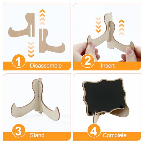30-Pack Mini Chalkboard Signs with Stands, Assorted Shapes for Food Labels