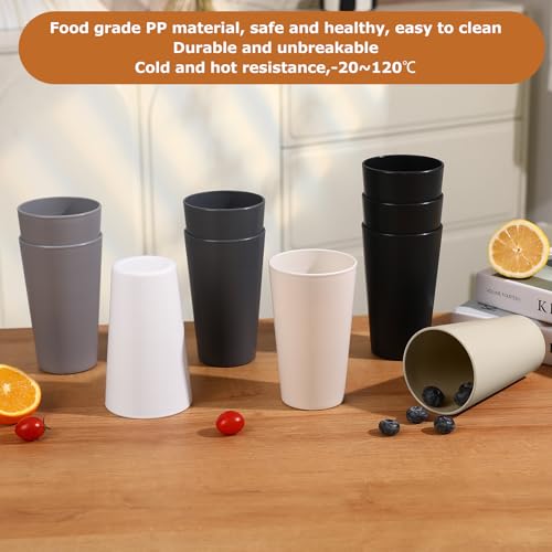 24 Pc 20 oz Unbreakable Plastic Cups Set, Reusable Stackable Drinking Cups