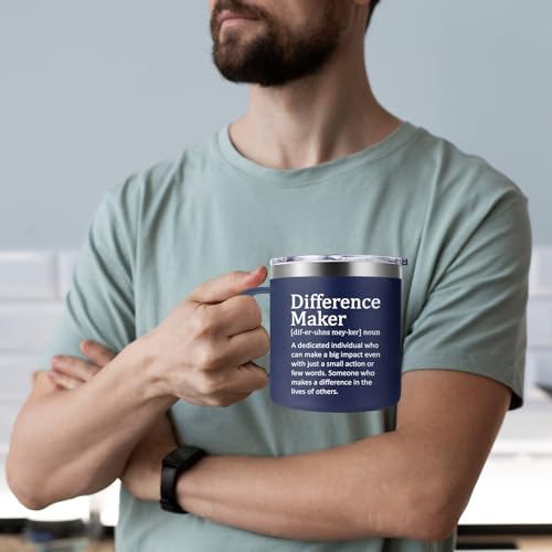 Fufendio Difference Maker Navy Blue 14oz Thank You Mug for Men - Employee & Teacher Gifts