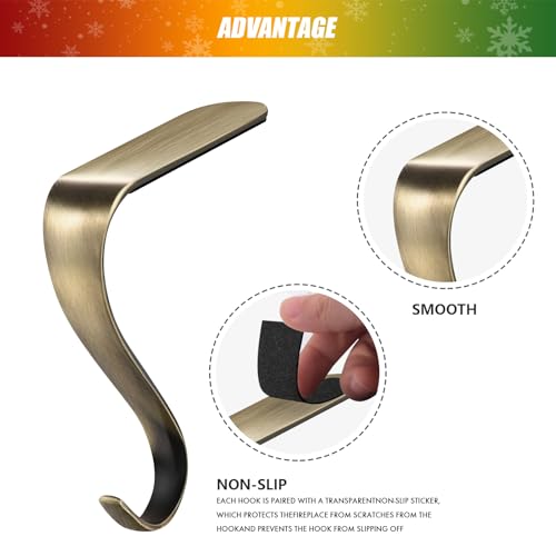 Adjustable Christmas Stocking Holders for Mantel - Set of 4, Bronze Metal