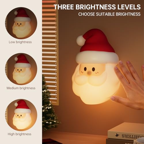 ELAMAS Santa Claus Night Light for Kids, Rechargeable LED Holiday Decor