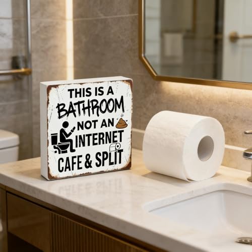 White Elephant Gift Bathroom Sign – Funny 4.9" Wood Box Wall Decor