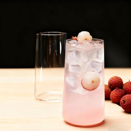 Set of 6 Large Crystal Drinking Glasses, 18.3 oz Highball Glassware