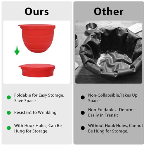 3-Piece Foldable Silicone Mixing Bowl Liners for 5QT Tilt-Head Stand Mixers