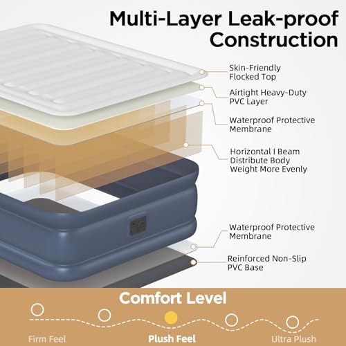 Queen Air Mattress with Built-in Pump - 18-Inch Elevated Inflatable Guest Bed