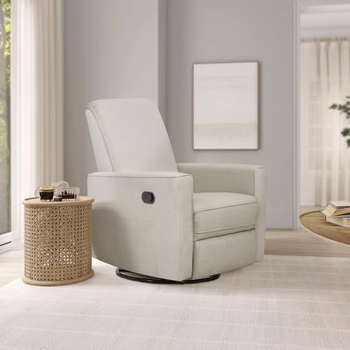 Upholstered Manual Swivel Glider Recliner Chair for Nursery - Light Sand
