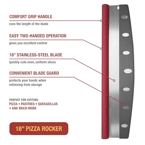 Old Stone Pizza Cutter Rocker Blade with Comfort Grip Handle, 18-Inch
