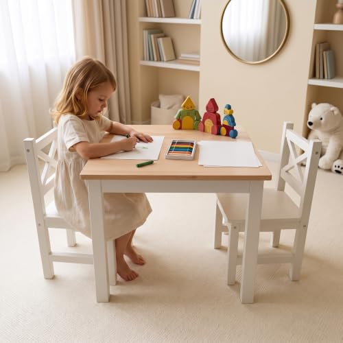 Serene White Kids Table & 2 Chairs Set - Petit Bateau, Ages 2-8