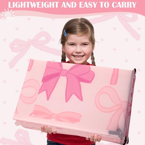 Foldable Kids Nap Mat for Preschool Daycare Sleep with Pink Bow