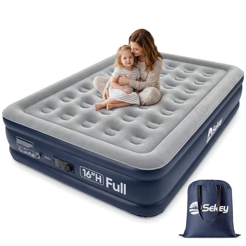 Full Air Mattress with Built-In Pump - 16 Raised Inflatable Guest Bed