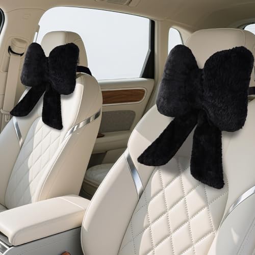2 Pack Bow Neck Pillows - Plush Car Headrest Cushions for Comfort