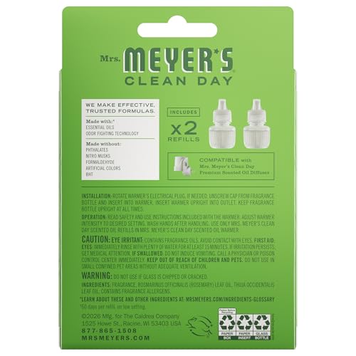 Fresh Cut Grass Scented Oil Refills for Plug-In Diffuser, 2-Pack