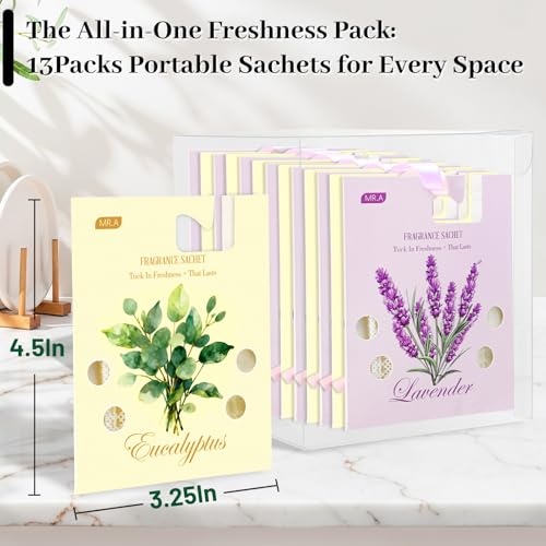 13-Pack Lavender & Eucalyptus Scented Sachet Bags for Closets and Drawers