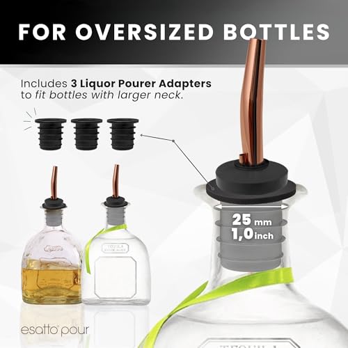 Esatto Copper Stainless Steel Liquor Pourers with Dust Caps - 6 Pack