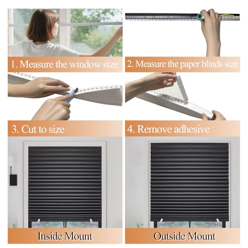 6-Pack Self-Adhesive Paper Blinds - 36"x72" Light Filtering Shades