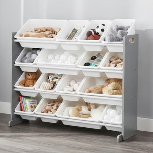 Kids Toy Storage Organizer with 16 Removable Bins - 4-Tier Playroom Shelf
