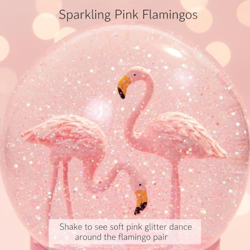 Pink Flamingo Snow Globe 100mm Decorative Glitter Water Globe for Home Decor