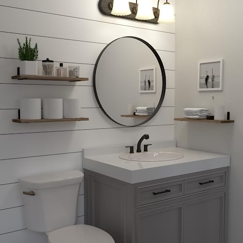 3-Piece Solid Wood Floating Wall Shelves, 16.5-Inch Rustic Storage Ledges
